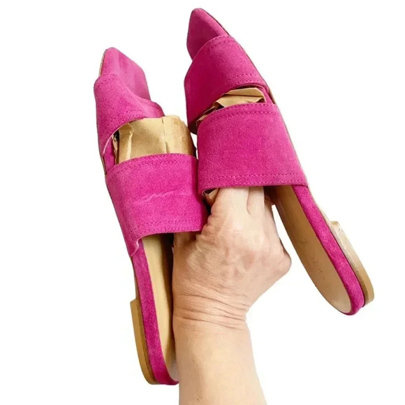 NEW Aeyde Mattea Hot Pink Suede Slides size 37 US 7 - Picture 9 of 9